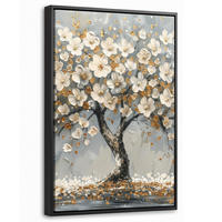 LEINWAND Bilder mit Rahmen - Baum - Blumen - Weiß - Natur - Kunst - 20x30 - Weiß, Textil (20/30cm) - MuchoWow