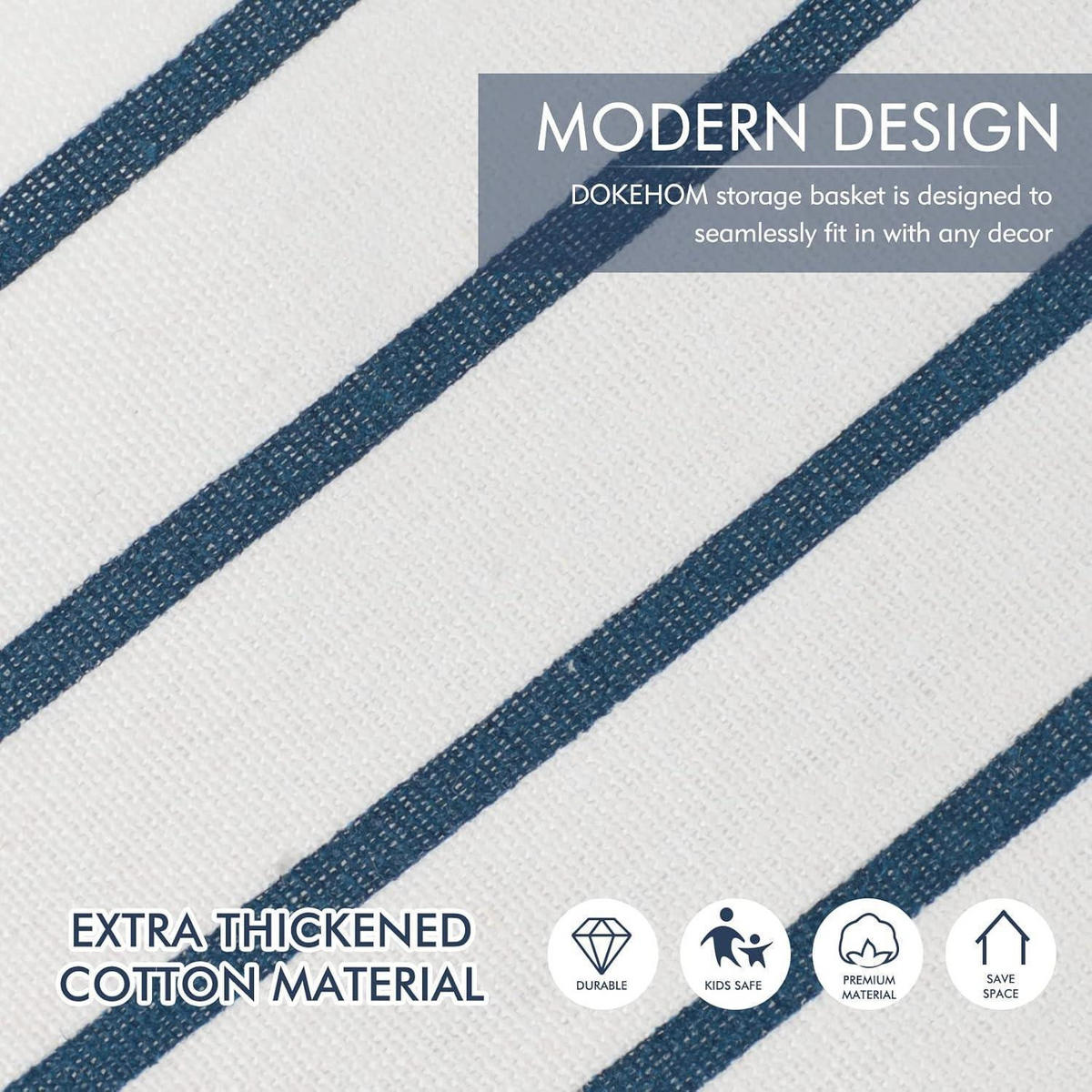 WÄSCHEKORB 51 cm Blau gestreift - Multicolor, Textil (38/51/38cm)
