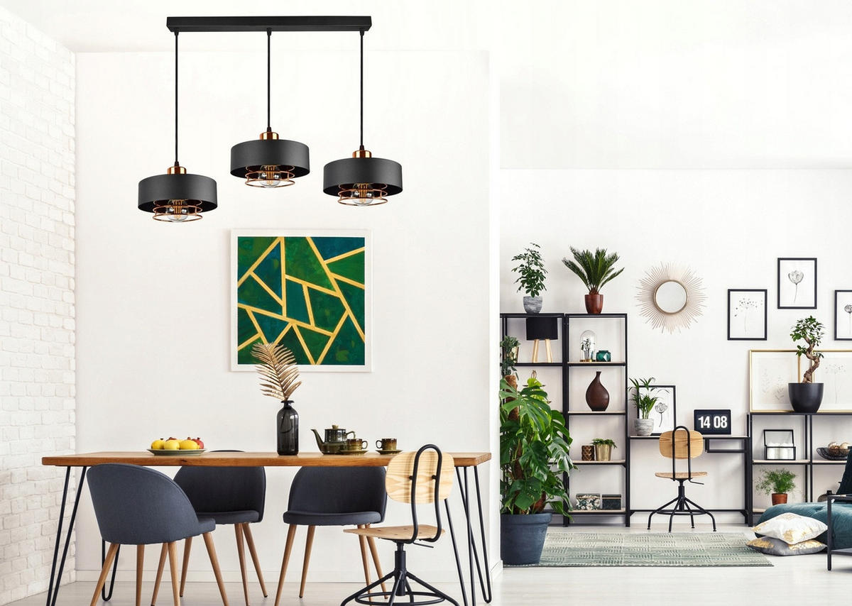 PENDELLEUCHTE EDISON - Goldfarben/Schwarz, Metall (20/80/70cm) - kiki design