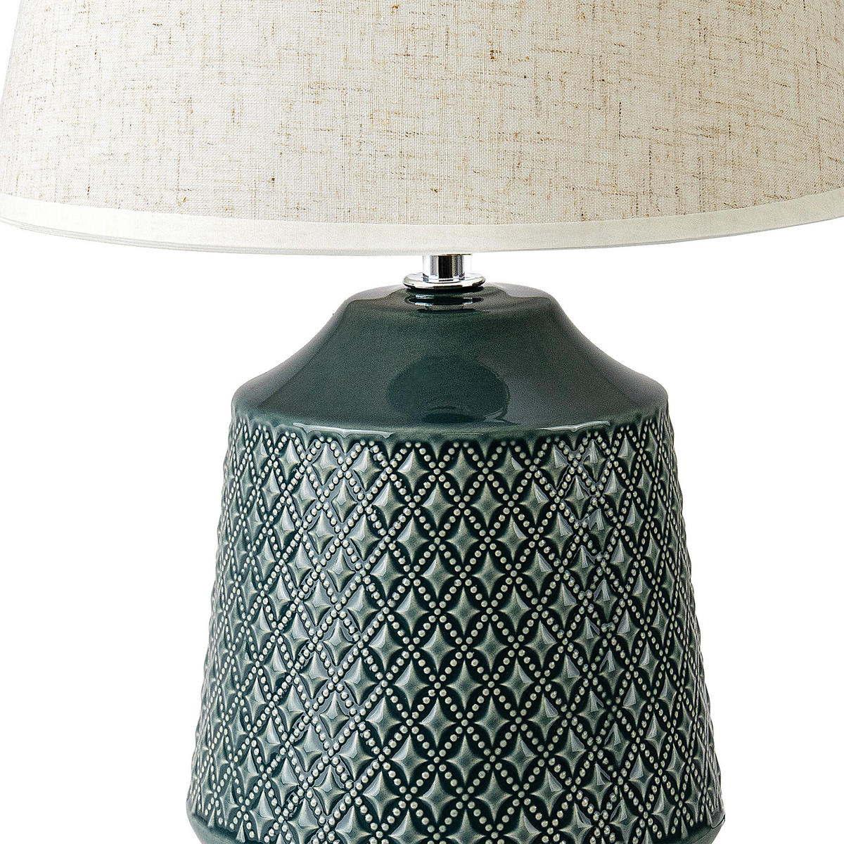 TISCHLEUCHTE SOPI, Tischlampe, Beige, Meeresfarbe - Türkis/Beige, Keramik/Textil (25/25/39cm) - KONSIMO®