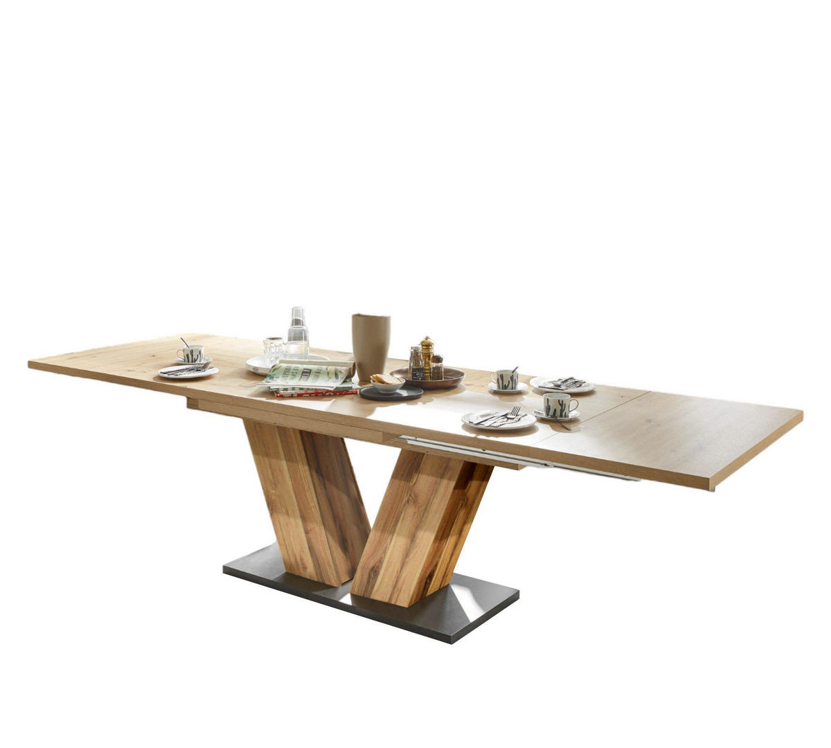ESSTISCH ausziehbar Elena 160x90x76 Plankeneiche/Asteiche - Naturfarben, Holzwerkstoff (160/90/76cm) - 58aufmkessel