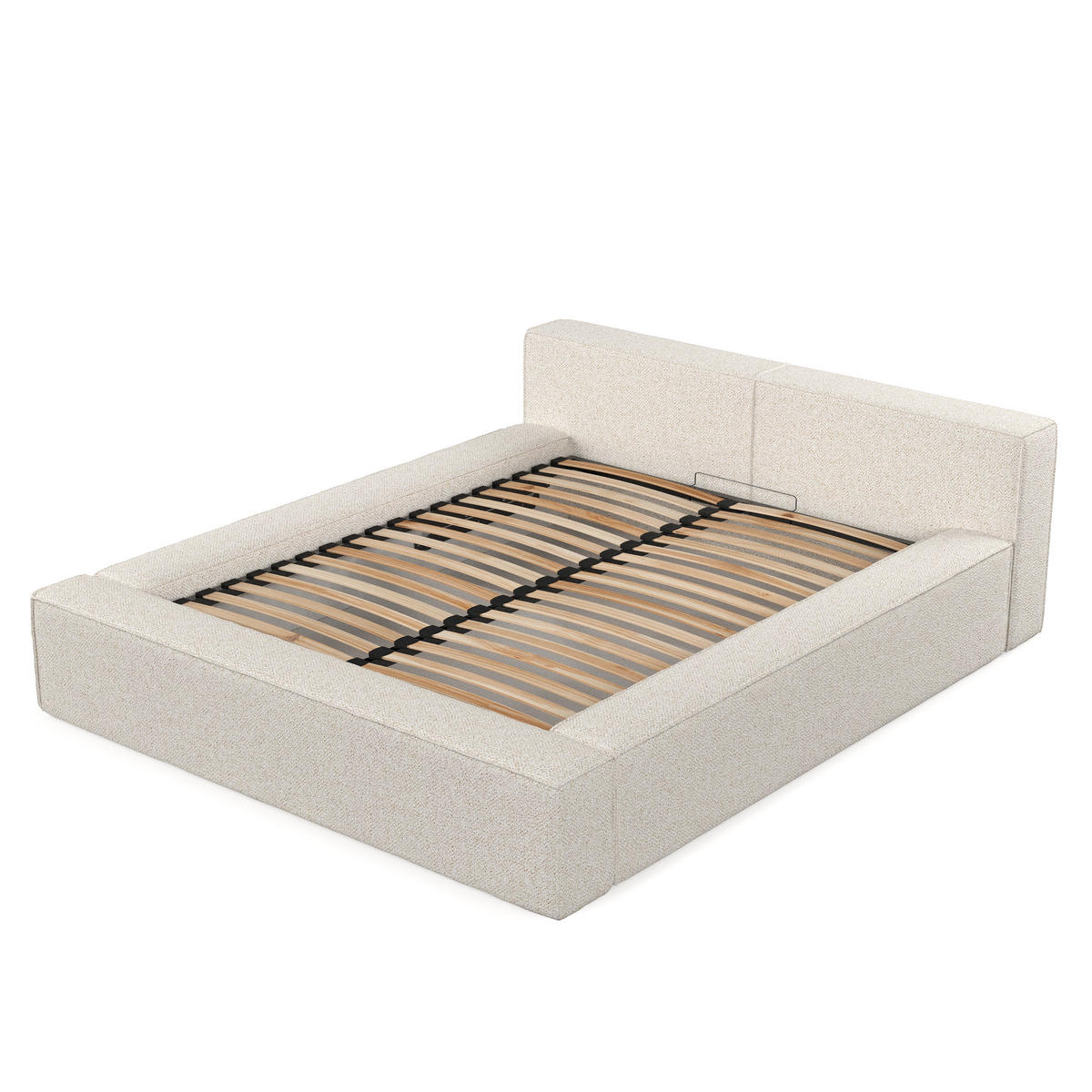 POLSTERBETT Casto mit Stauraum 200/200 cm Hellbeige im Blur Stoff - Beige/Schwarz, Holz/Holzwerkstoff (200/200cm) - AltaBeds