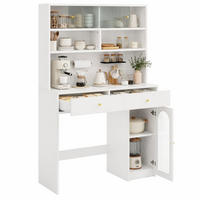 KÜCHENSCHRANK aus MDF 120x45x180 cm Weiß mit Arbeitsfläche, 2 Schubladen und Hakenleiste - Weiß, Holzwerkstoff (120/180/45cm) - IVMEU