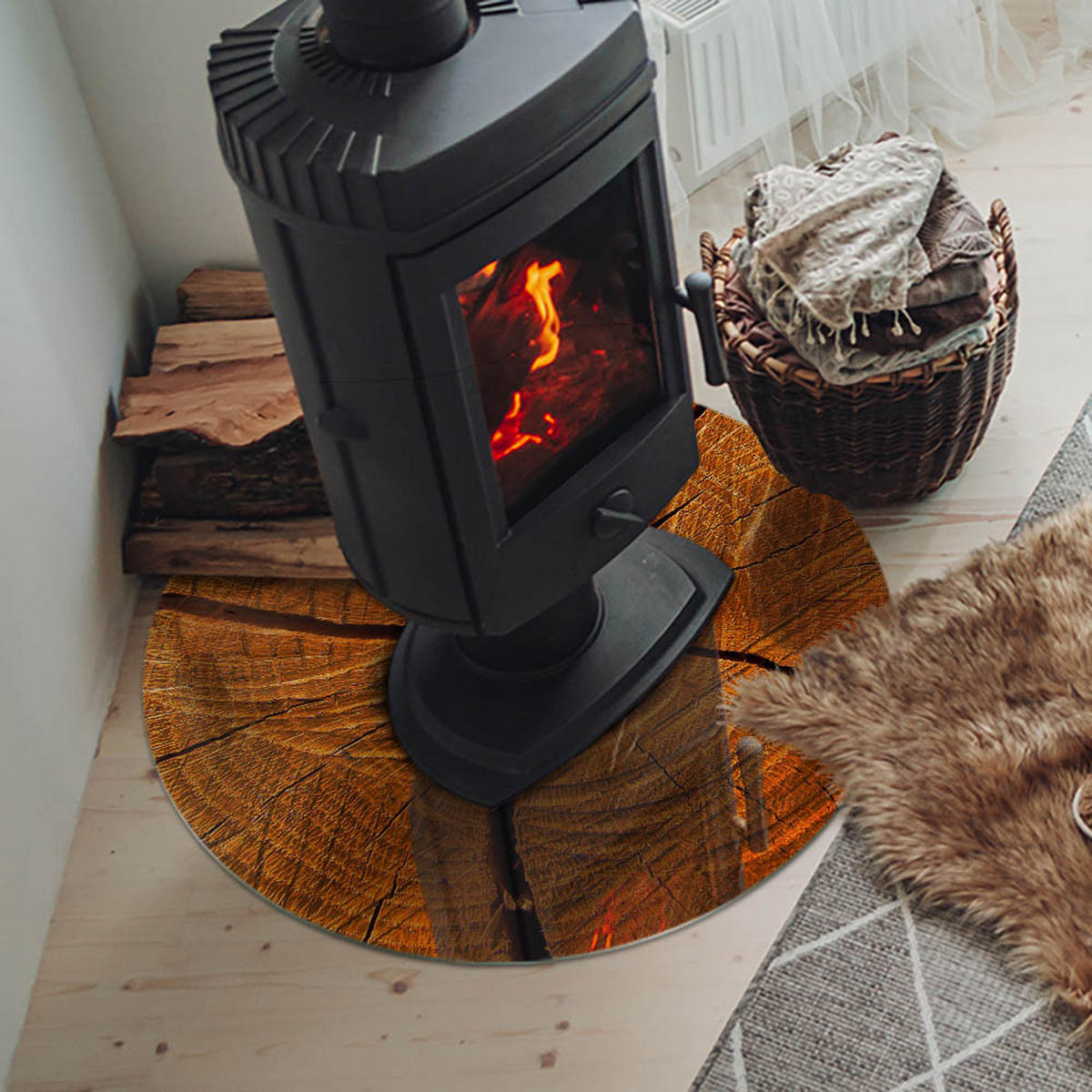 GLASPLATTE für Kamin Ø 70 cm Orange - Orange, Glas (70/70/0.4cm) - ArtPrintCave