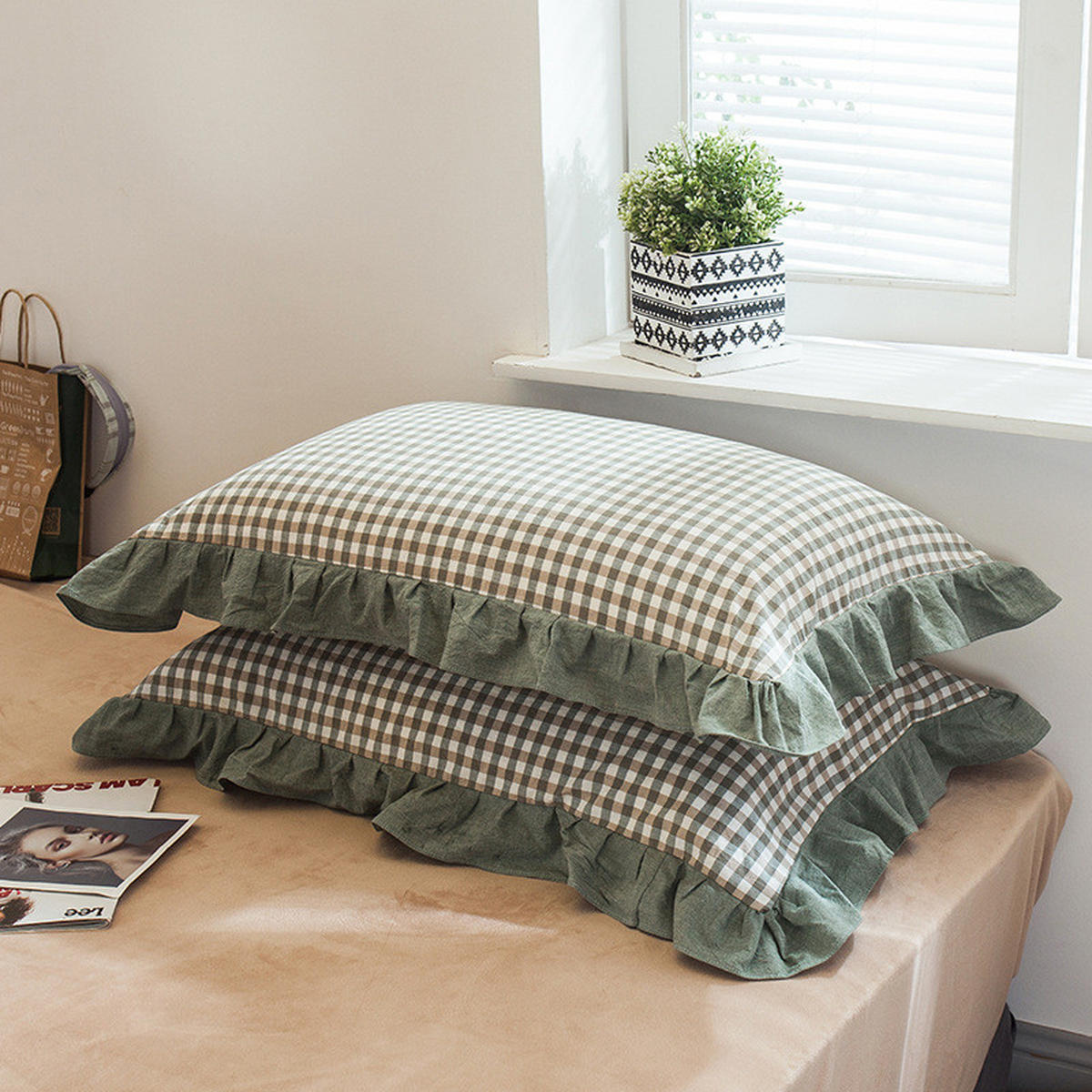 KISSENBEZÜGE – 48*74cm – Hellgrün (Paar) - Hellgrün, Textil (48/74cm)