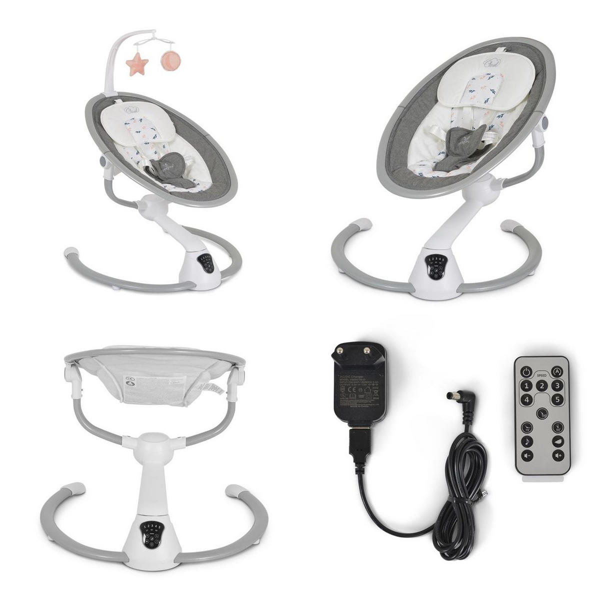 BABYWIPPE Swing Cloud elektrisch pink Musikfunktion, Timer, Fernbedienung, Schwingfunktion, Mobile - Rosa, Metall - Cangaroo