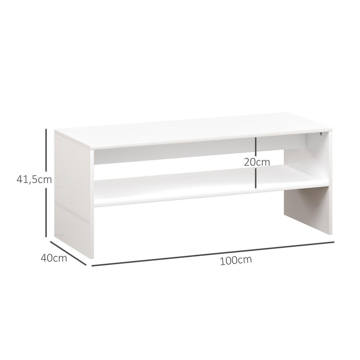 COUCHTISCH Weiß 1 Stück - Weiß, Kunststoff (100/40/41.5cm) - GiPP