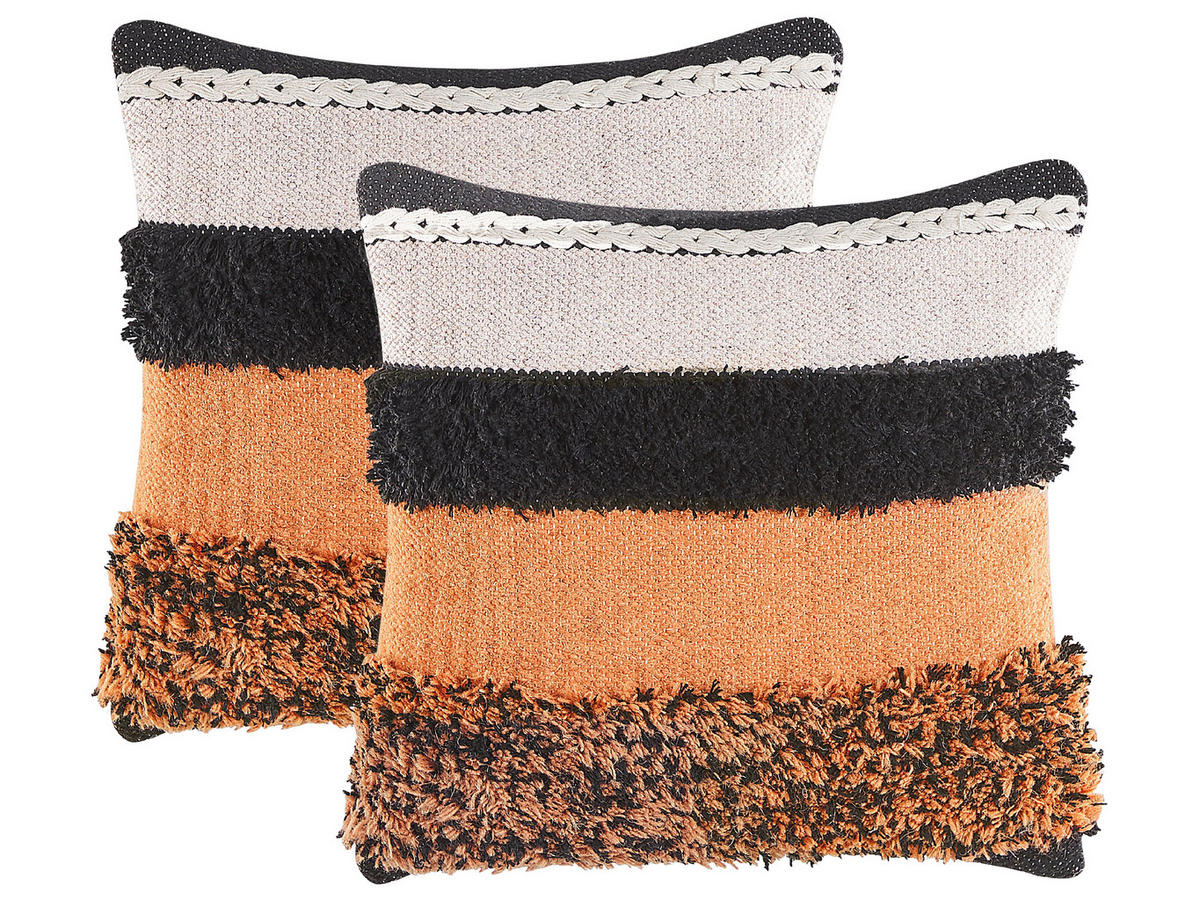 DEKOKISSEN 2er-Set Bunt 45/45 cm Mihalgazi - Multicolor, Naturmaterialien/Textil (45/45cm) - Beliani