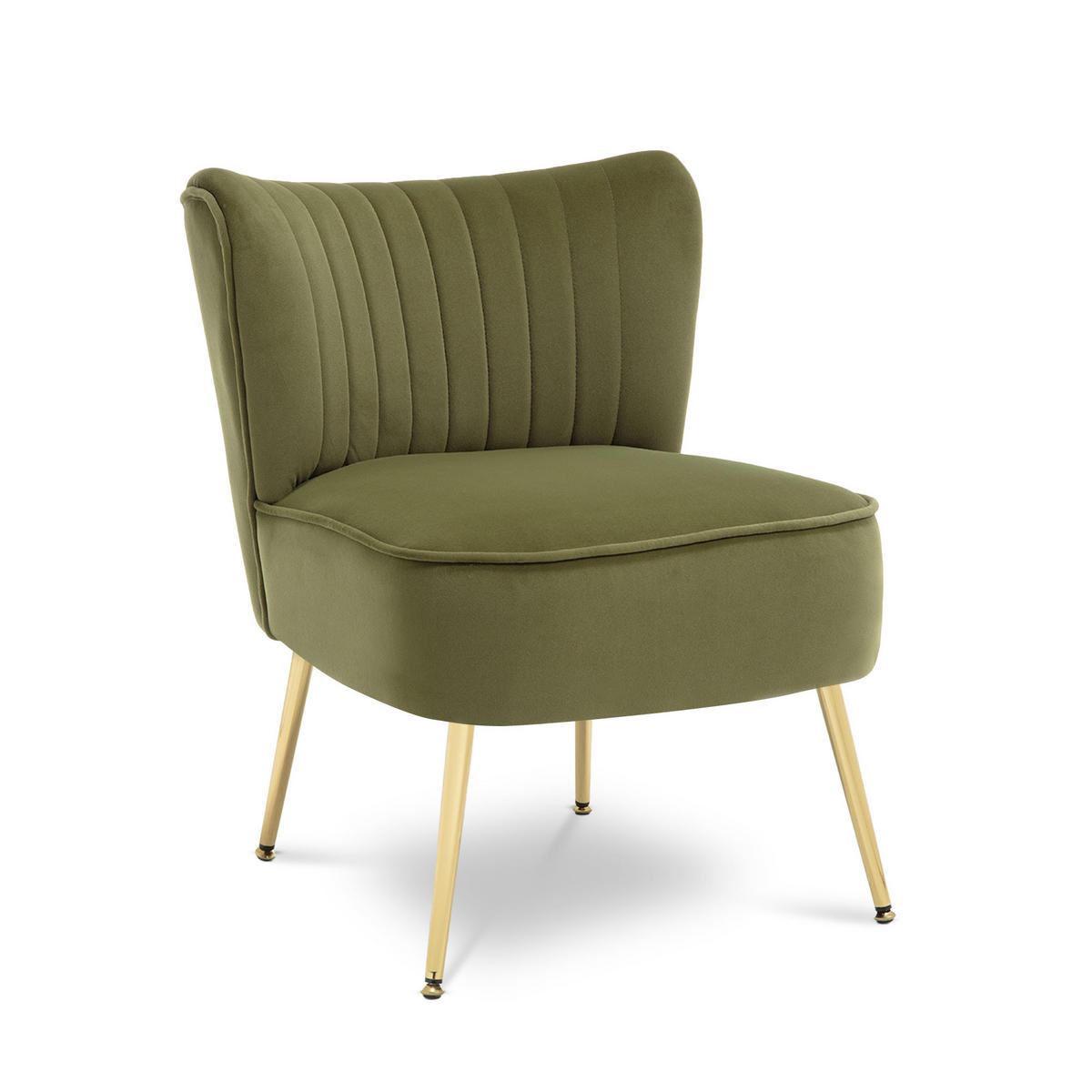 COCKTAILSESSEL 2er-Set Judith aus olivgrünem Samt - Goldfarben/Olivgrün, Holz/Textil (53.5/72/67.5cm) - Sicaan