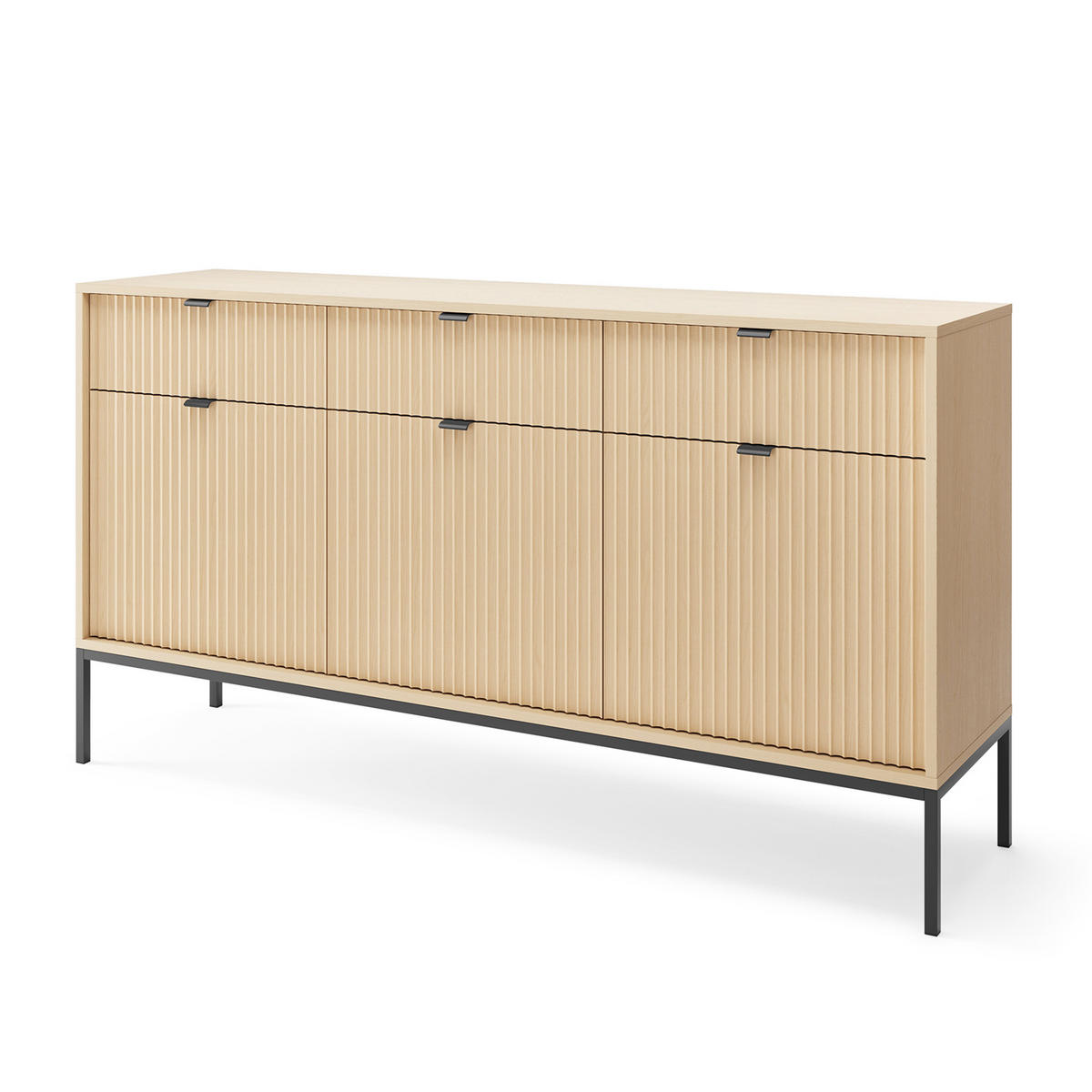 SIDEBOARD STELLARE 154x39x83 cm mit 3 Schubladen und 3 Türen Eichefarben - Braun, Holzwerkstoff (154/83/39cm) - MASSENO