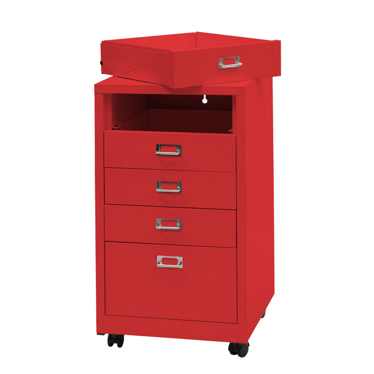 ROLLCONTAINER 75x40x41cm Metall 5 Schubladen Rot - Rot, Metall (40/75/41cm) - PROREGAL