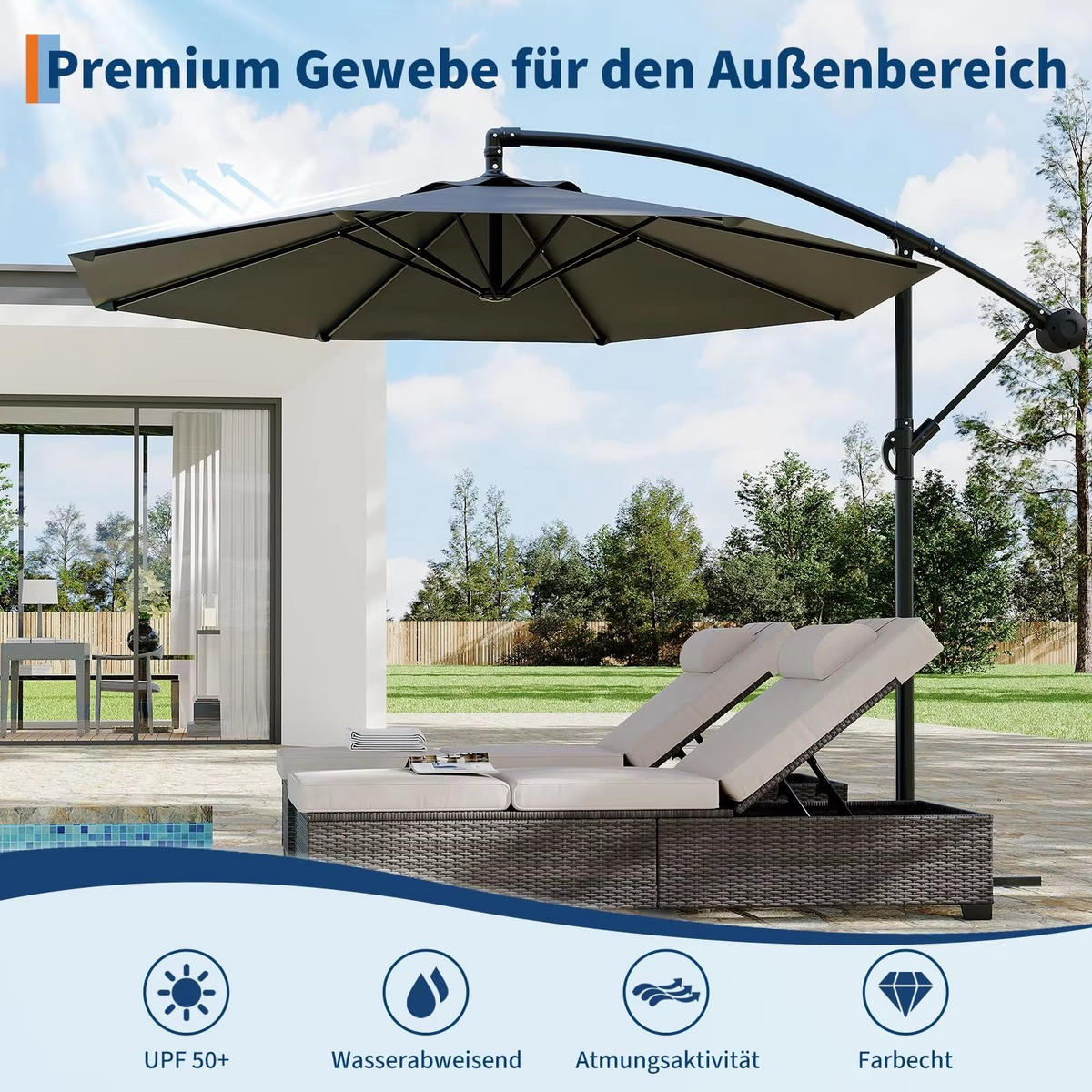 AMPELSCHIRM 300 cm Khaki - Beige, Metall (300/300cm) - Bomclap