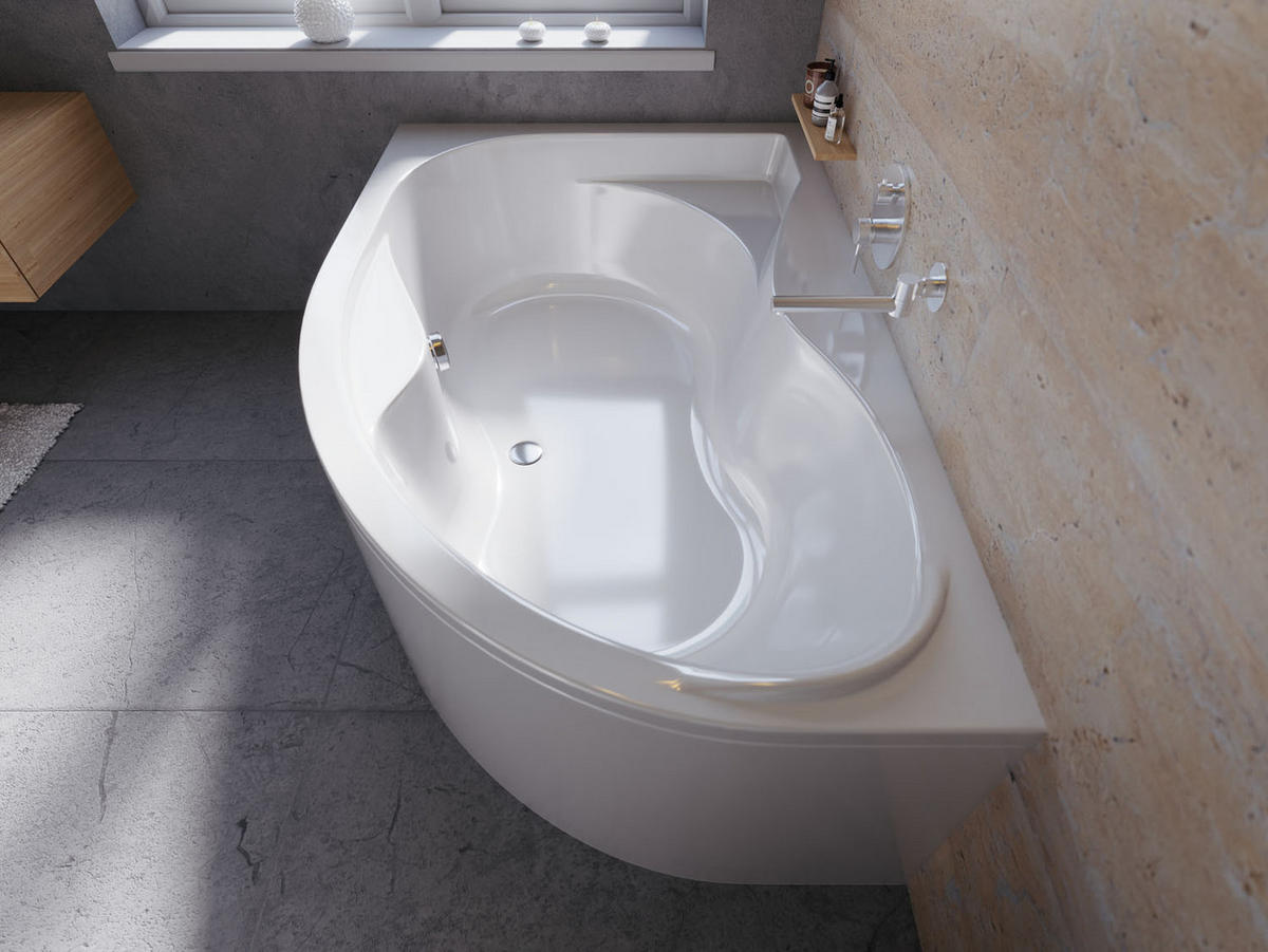 BADEWANNE Eckwanne DORA 170/110 Links mit Schürze Ablauf Füße - Weiß, Kunststoff (110/59.5/170cm) - bad land