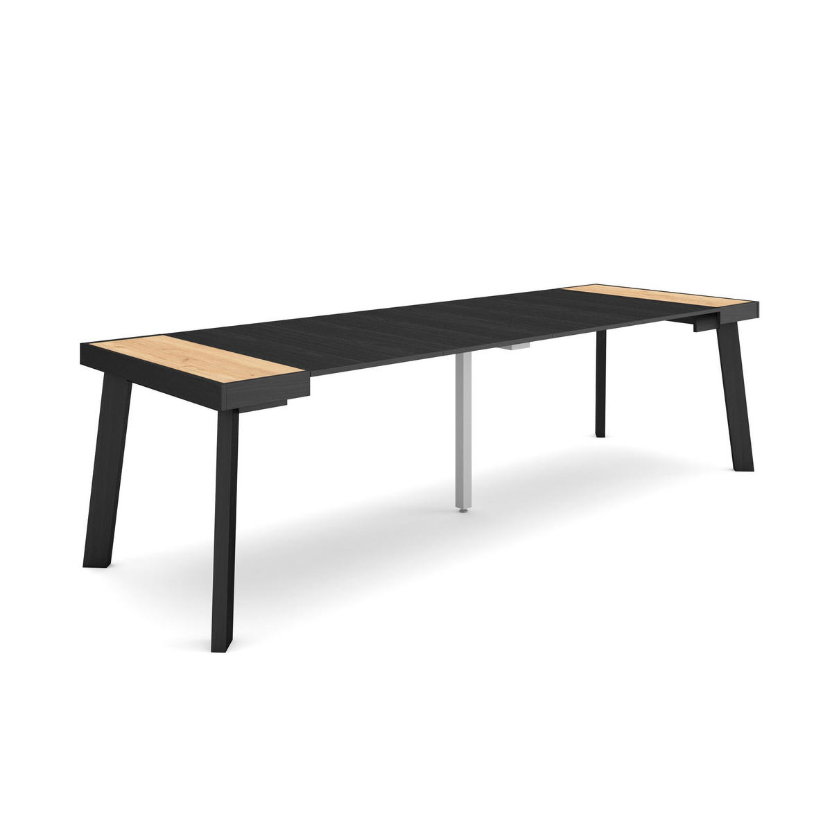 KONSOLENTISCH ausziehbar 58 bis 262cm, für 12 Gäste, eiche, schwarz, 90/58/73cm - Eichefarben/Schwarz, Holzwerkstoff (90/262/73cm) - Skraut Home