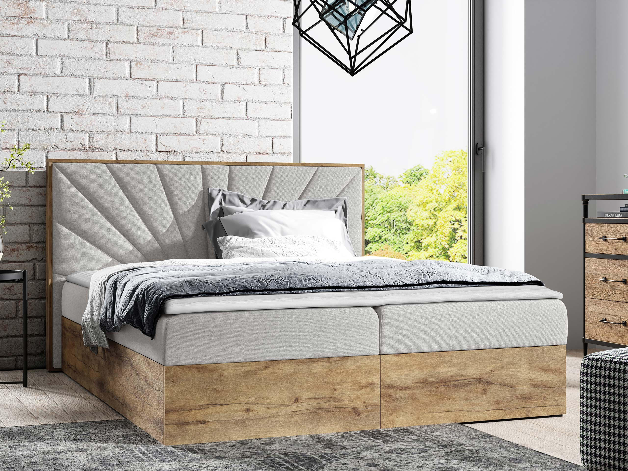 BOXBETT Wood 7 - Hellgrau, Holz/Textil (180/200cm) - MIRJAN24