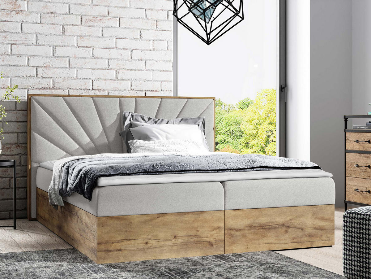 BOXBETT Wood 7 - Hellgrau, Holz/Textil (120/200cm) - MIRJAN24