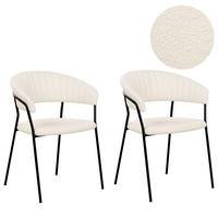 ÉTKEZŐSZÉK 2 darabos Szett Buklé törtfehér Mariposa - fekete/fehér, textil (55/78/55cm) - Beliani