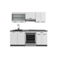 KÜCHE R-Line Weiß Landhaus/Anthrazit 200 cm ohne AP - Anthrazit/Weiß, Holzwerkstoff (200/81.6/46cm) - Vicco