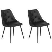 ESSZIMMERSTUHL 2er-Set Kunstleder Schwarz Valerie - Schwarz, Textil/Metall (49/81/59cm) - Beliani