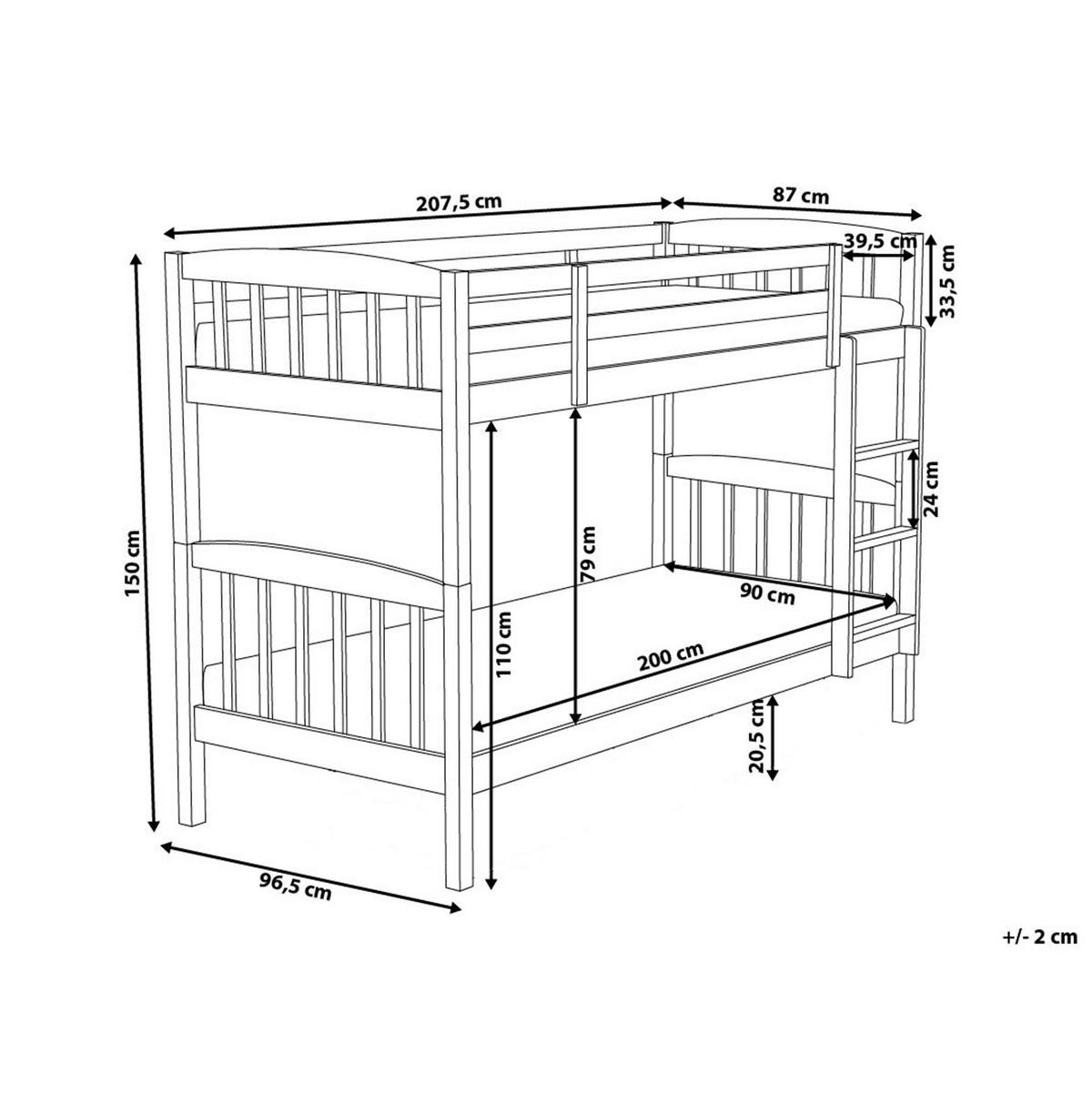 HOCHBETT Heller Holzfarbton 90-200 cm Revin - Eschefarben, Holz (90/200cm) - Beliani