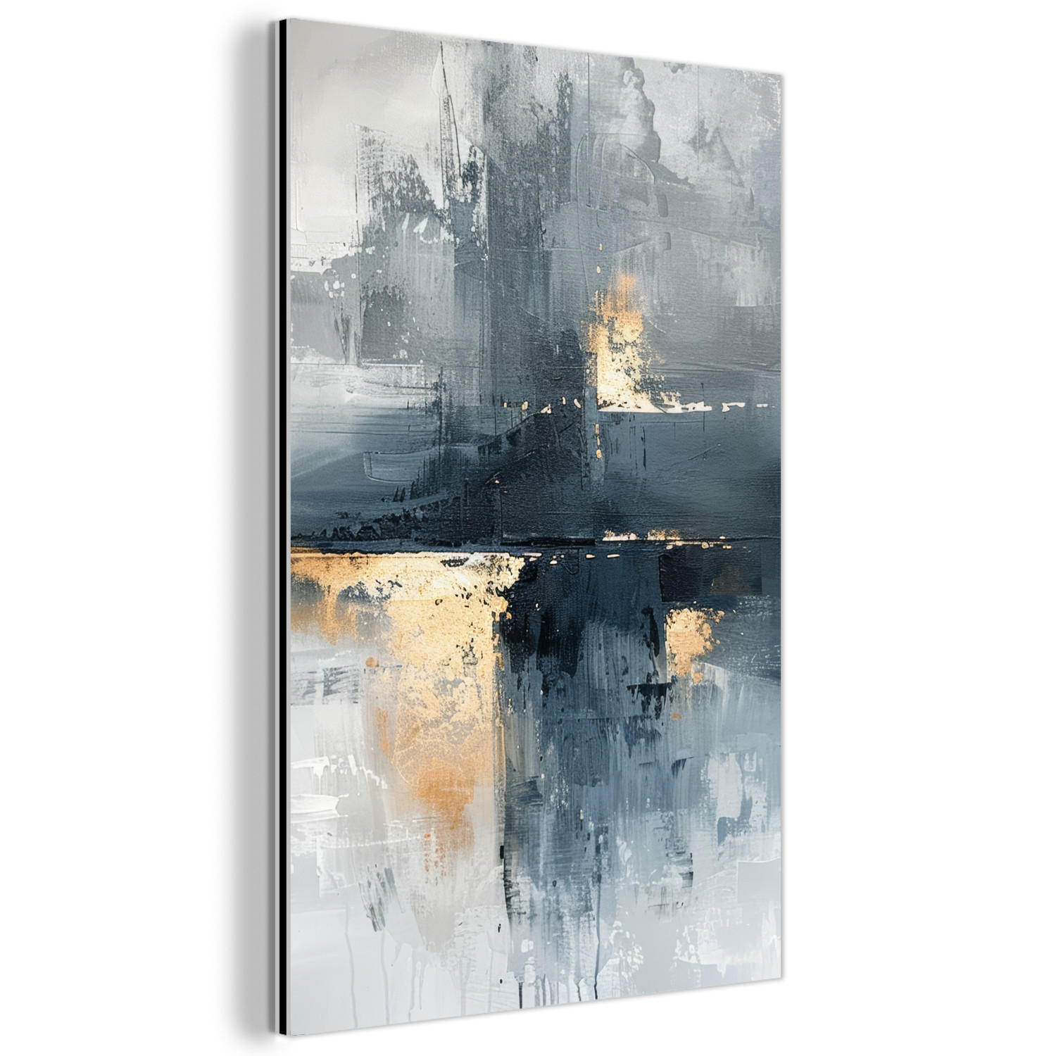 MuchoWow KOVOVÝ OBRAZ Umění - šedá - zlatá - abstraktní 60x90 cm
