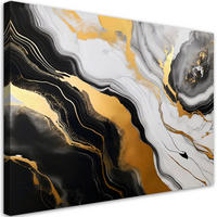LEINWANDBILD Schwarzgrauer Marmor mit goldener Abstraktion 100x70cm - Goldfarben, Textil (100/70cm) - Feeby