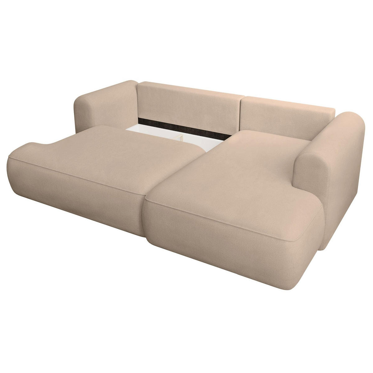 ECKSCHLAFSOFA Ovo Mini Beige Easy-Clean-Chenille-Bezug - Beige/Schwarz, Kunststoff/Textil (156/238cm) - Selsey