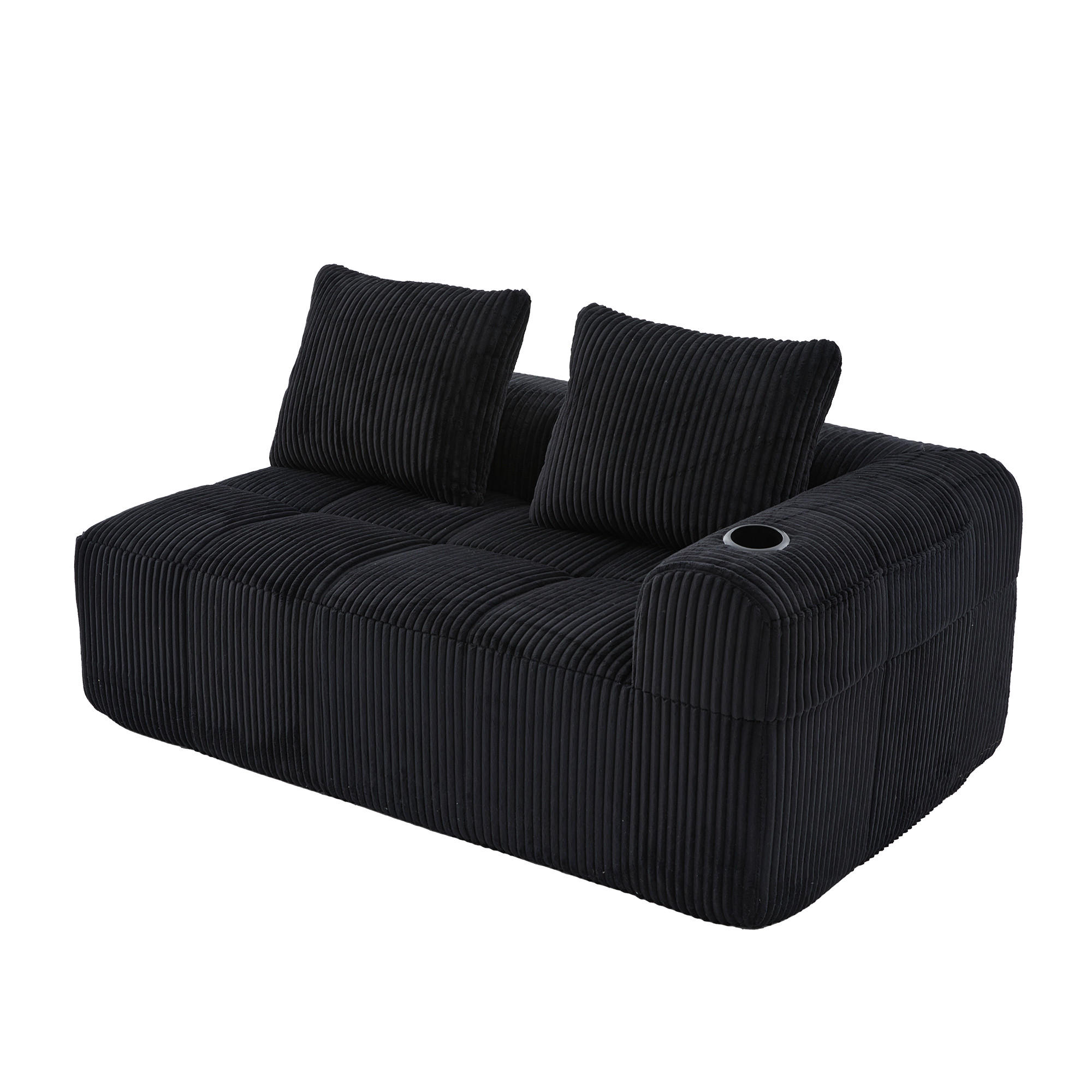 CHAISELONGUE in Cord Übergroßer Relaxsessel mit Seitentaschen - Schwarz, Textil (158/61/93cm) - Urban Meuble