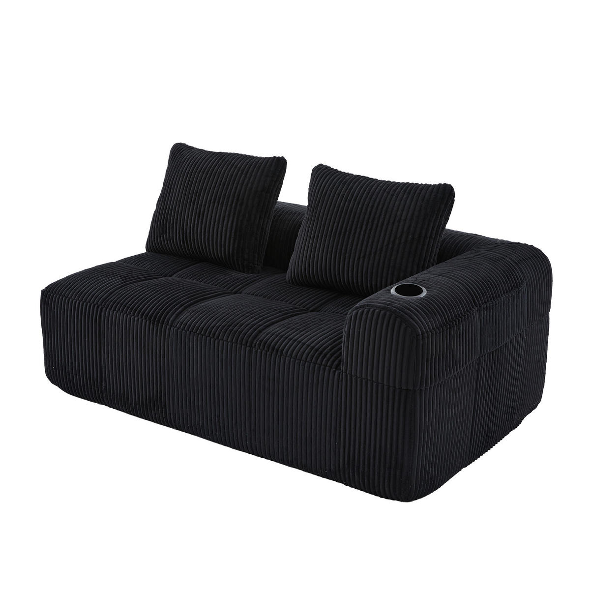 CHAISELONGUE in Cord Übergroßer Relaxsessel mit Seitentaschen - Schwarz, Textil (158/61/93cm) - Urban Meuble