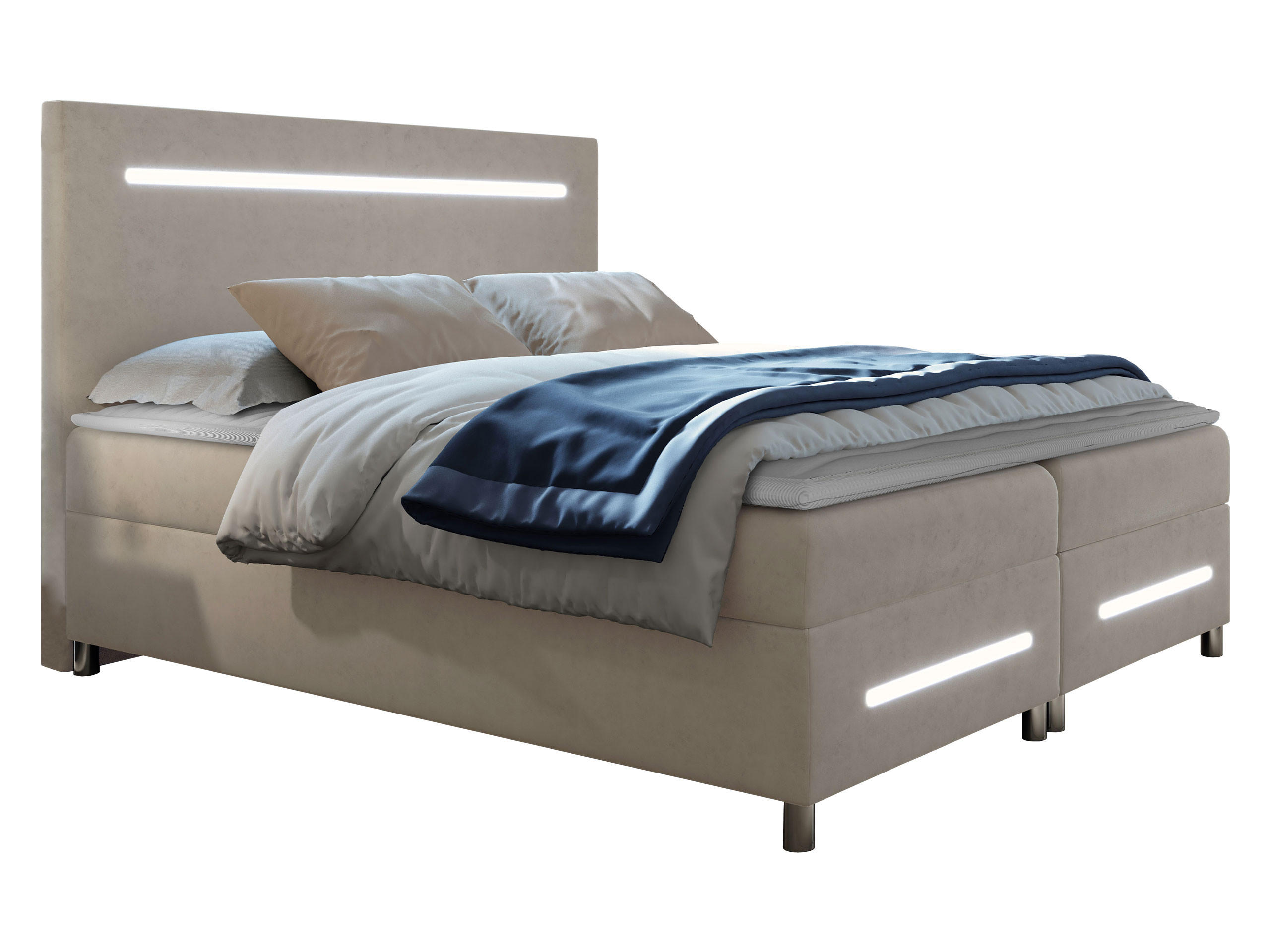 BOXBETT Enter LED - Creme, Holz (160/200cm) - MIRJAN24