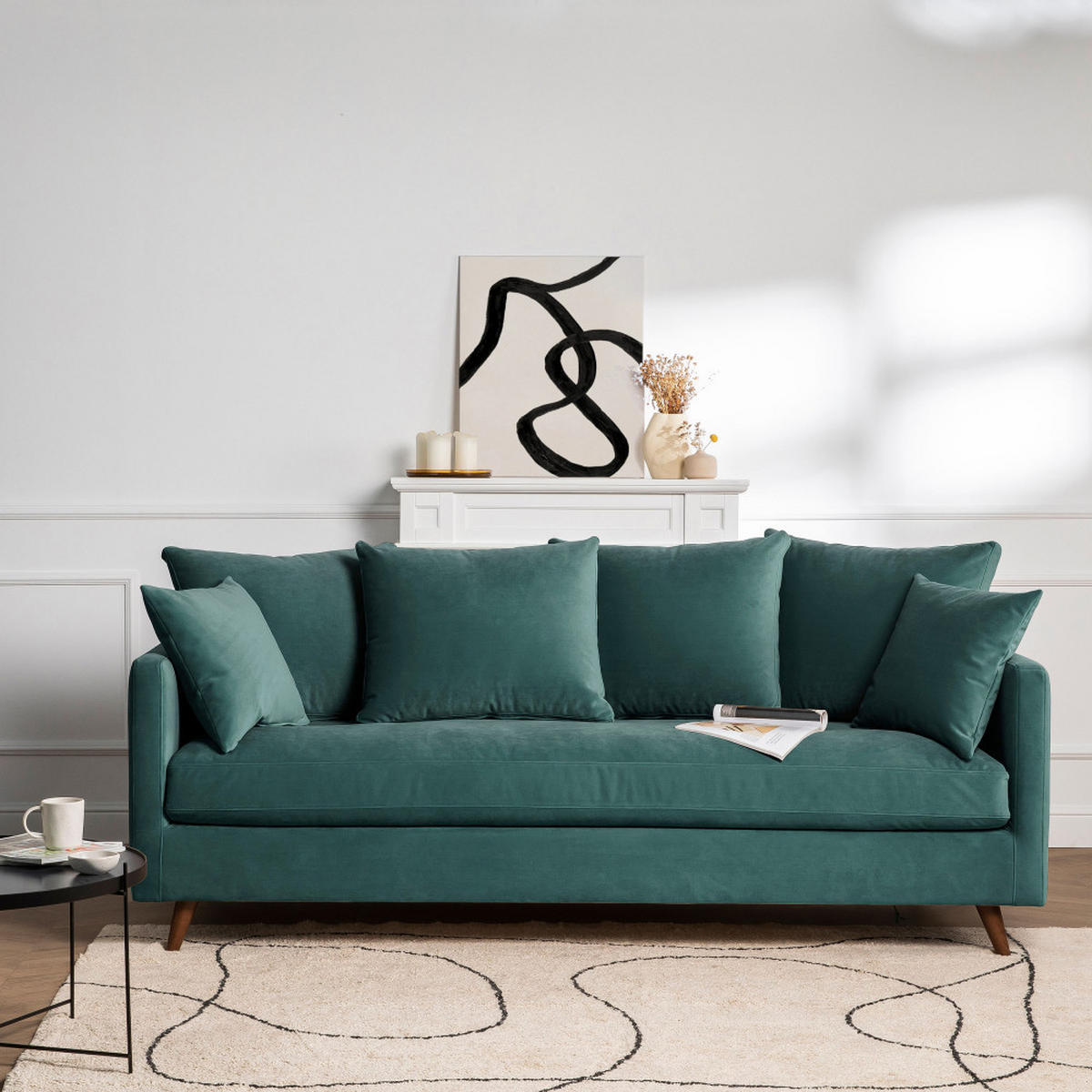 BETTSOFA - Eukalyptusgrün - Grün, Textil (213/86/95cm) - Drawer
