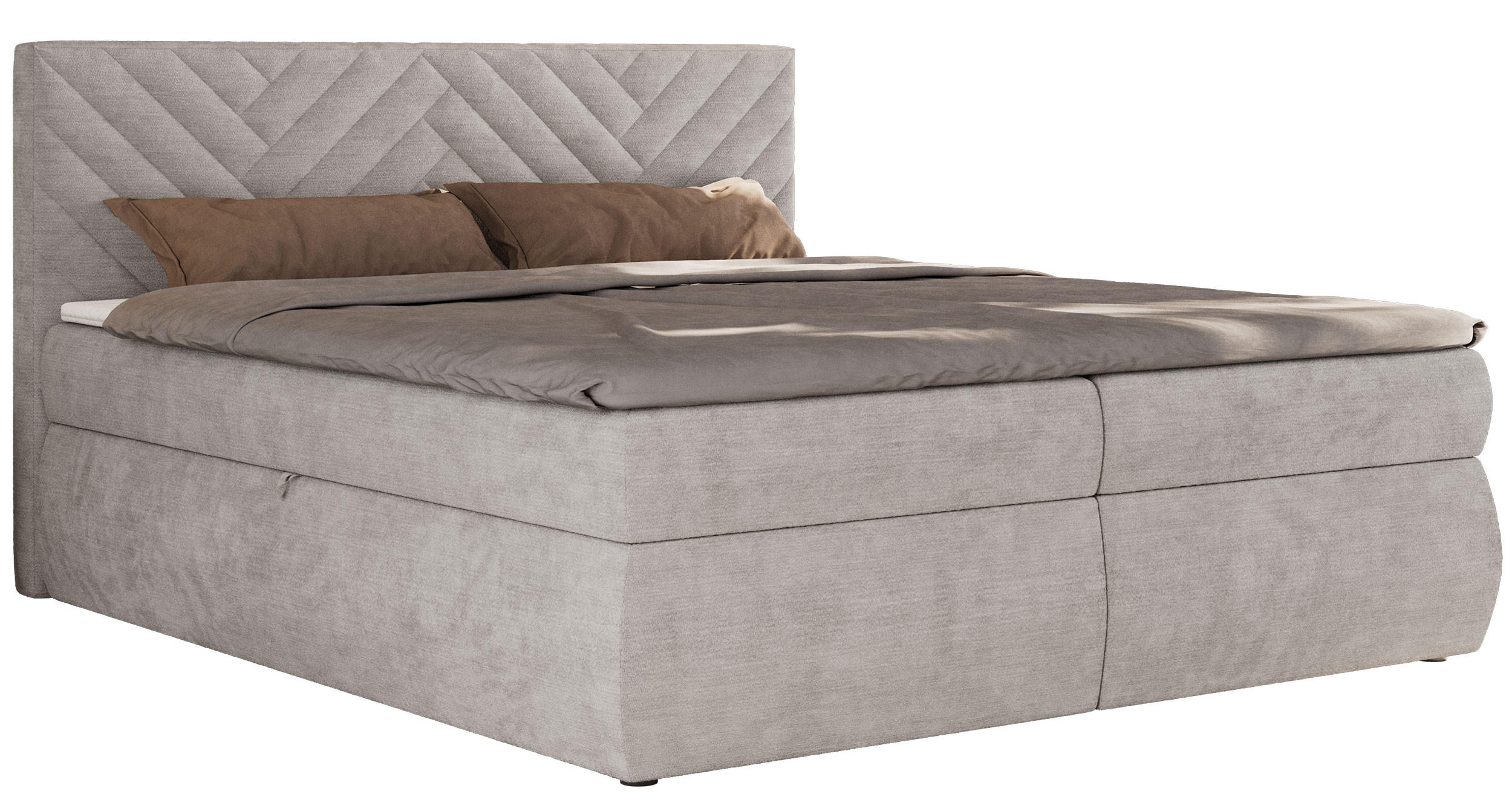 BOXBETT AVERTA 180/200 - Hellgrau Schenille glatt - H4 - Hellgrau, Textil (180/200cm) - MKS