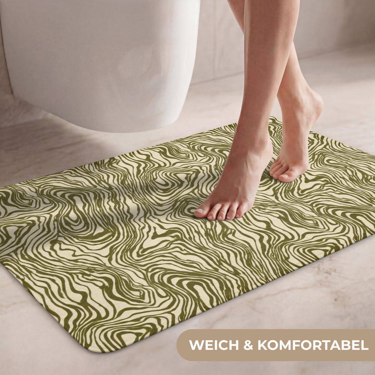 WC PŘEDLOŽKA Abstraktní - Mramor - Zelený 80x50 cm - tmavě zelená, textil/plast (80/1cm) - OnlyWow