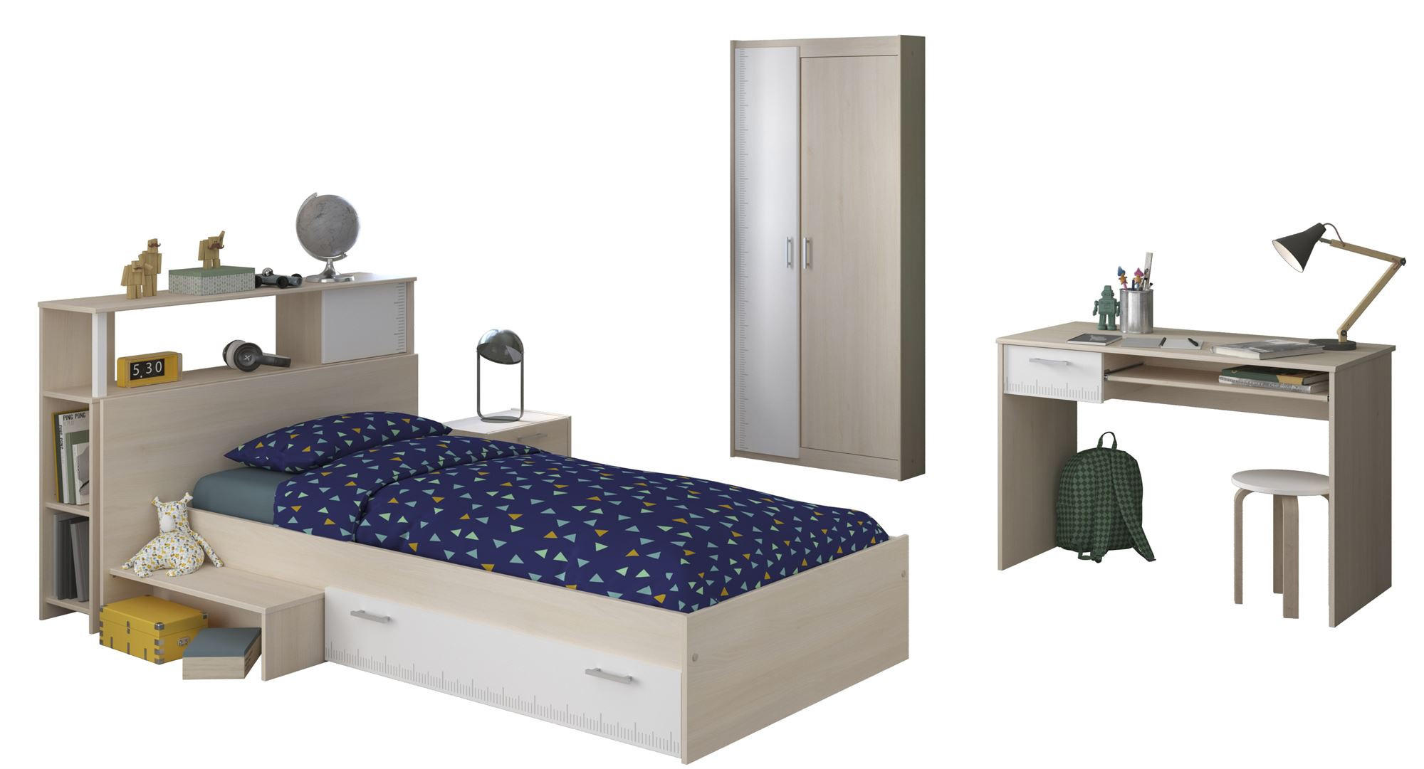 KINDERZIMMER-SET 4-tlg. Parisot Charly 15 Holzdekor Akazie/Weiß - Weiß/Akaziefarben, Kunststoff (100/1/200cm) - 58aufmkessel
