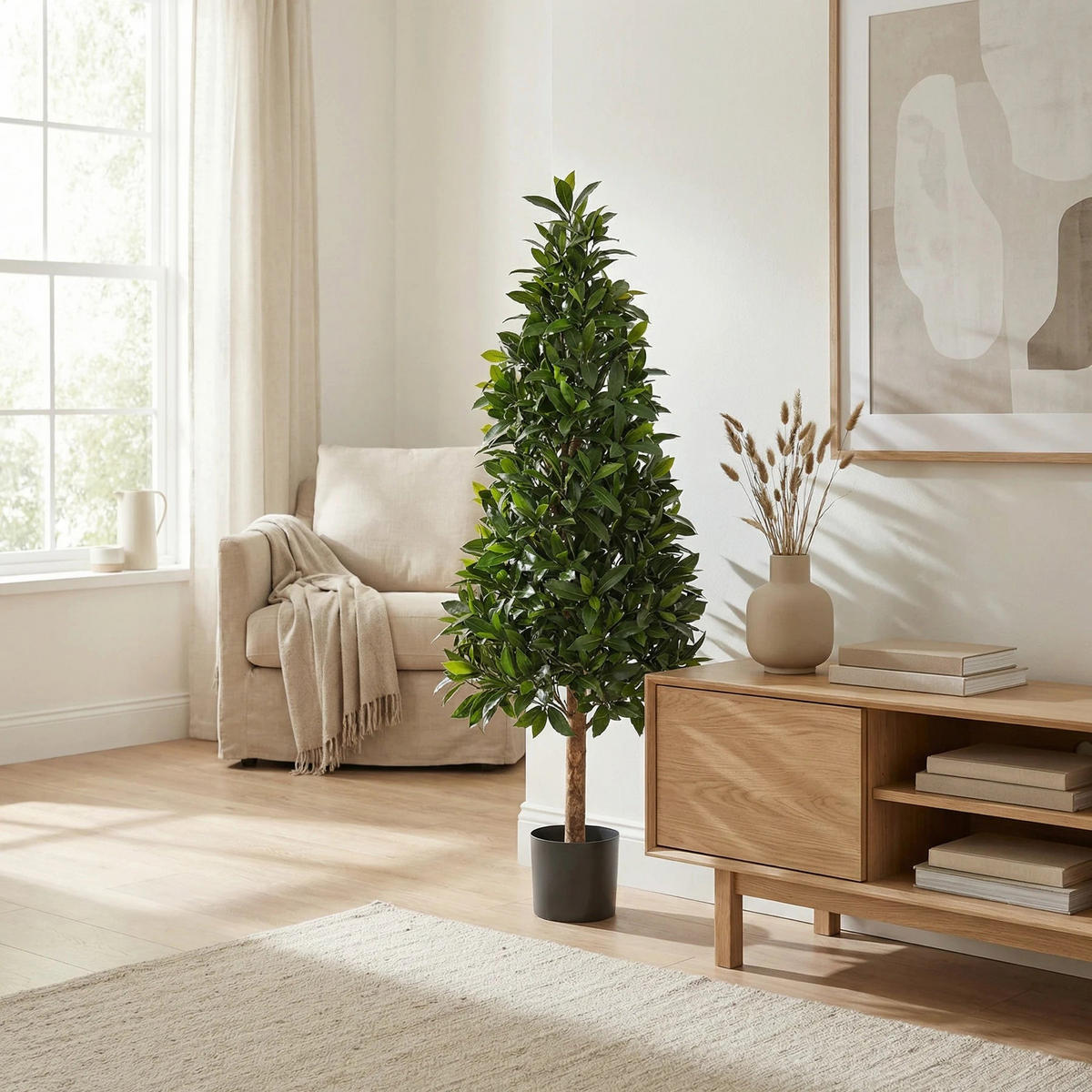 KUNSTBAUM Künstlicher Lorbeer - Tamina 140 cm - Grün, Kunststoff (140cm) - aplanta