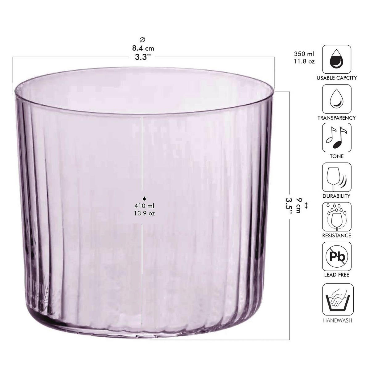 GLÄSER MIT VERTIKALER OPTIK, 4er-Set, 410 ml - Multicolor, Glas (0.41L) - Krosno Glass