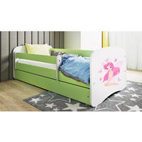 KINDERBETT Fee mit Schmetterlingen 70x140 cm mit Matratze, Schublade, Rausfallschutz & Lattenrost, Grün - Grün, Holzwerkstoff (70/140cm) - RAUMHIRSCH FURNITURE