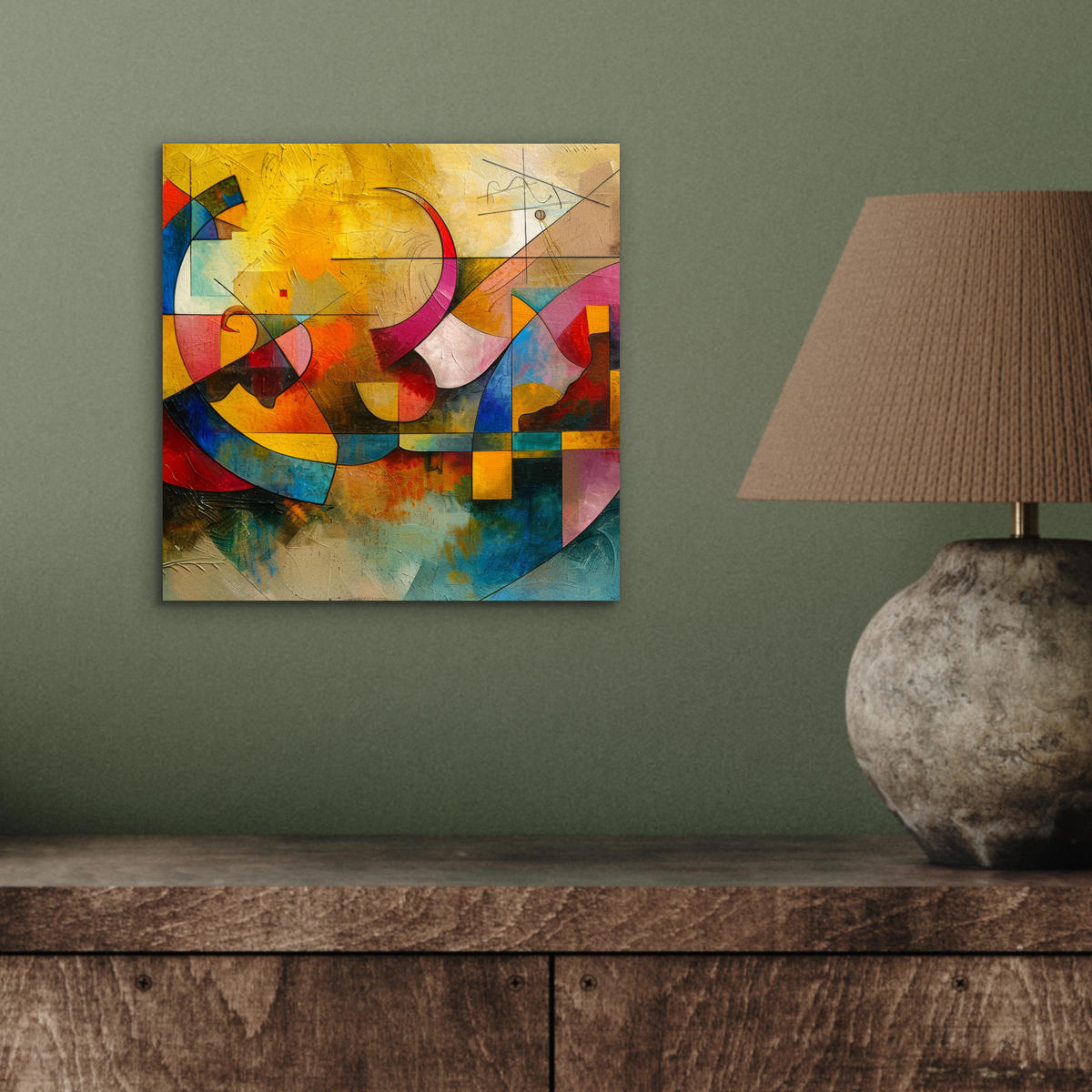 KOVOVÝ OBRAZ Umenie - abstraktné - moderné 20x20 cm - žltá, kov (20/20cm) - MuchoWow