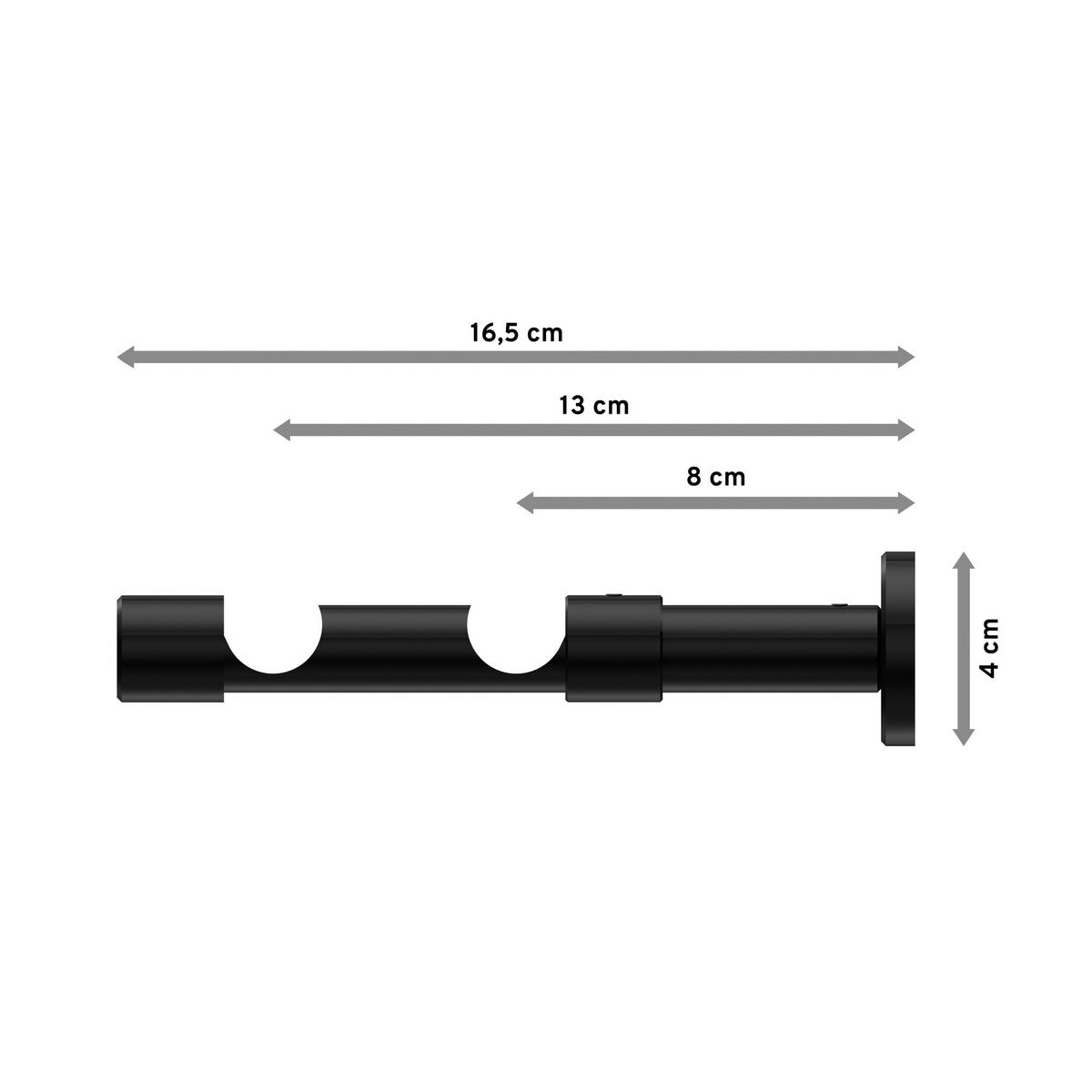 TRÄGER FÜR GARDINENSTANGEN 20 mm Ø, Prestige 2-läufig, Schwarz - Schwarz, Metall (16.2/4/4cm) - INTERDECO