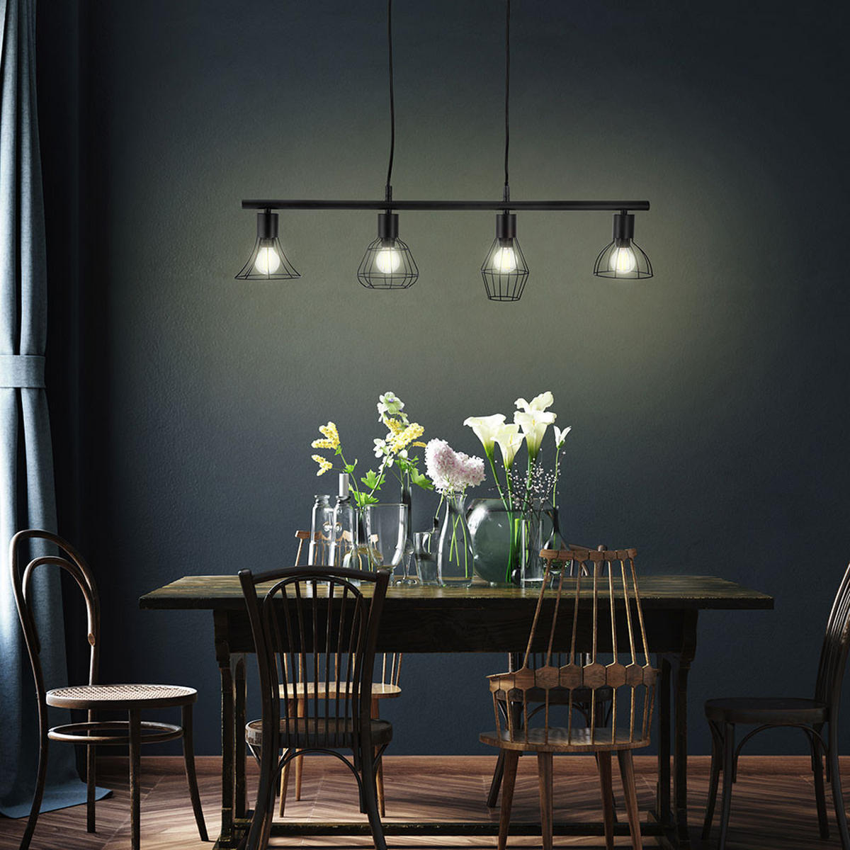 LED HÄNGELEUCHTE Metall Schwarz Gitteroptik - Schwarz, Metall (75/13/150cm)