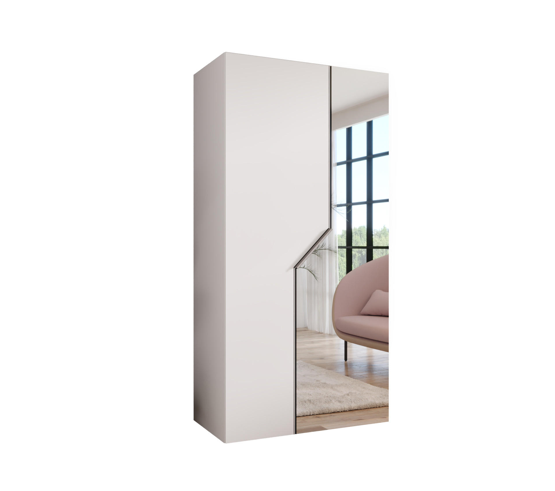 Abiks Möbel Drehtürenschrank Weiß, Beige 100x202x52 cm