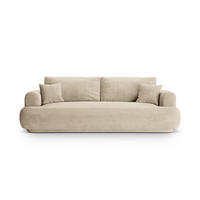 SOFA ausklappbar mit Bettkasten Ella aus Samt leichtes beige 3 Sitzplätze - Creme, Textil (271/94/108cm) - Micadoni