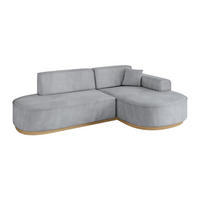 ECKSOFA Ottomane Rechts MARI-L1-v2 - 243x171x83 cm Grau Velours - Grau, Holzwerkstoff/Textil (171/243cm) - ALTDECOR