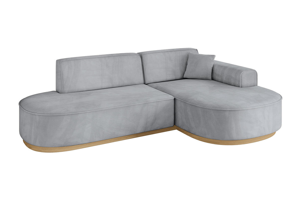 ECKSOFA Ottomane Rechts MARI-L1-v2 - 243x171x83 cm Grau Velours - Grau, Holzwerkstoff/Textil (171/243cm) - ALTDECOR