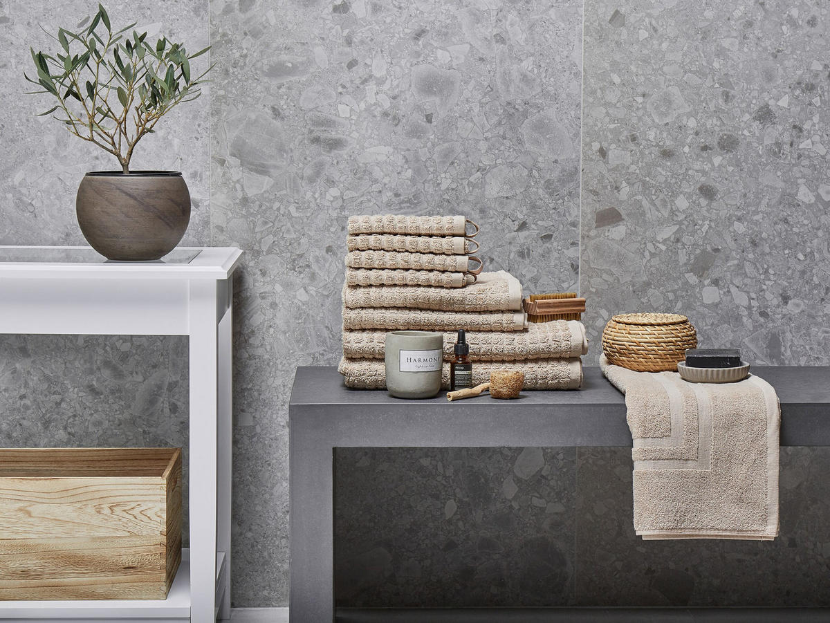 BADEHANDTUCH 9-teilig Beige Atai - Beige, Textil (70/140cm) - Beliani