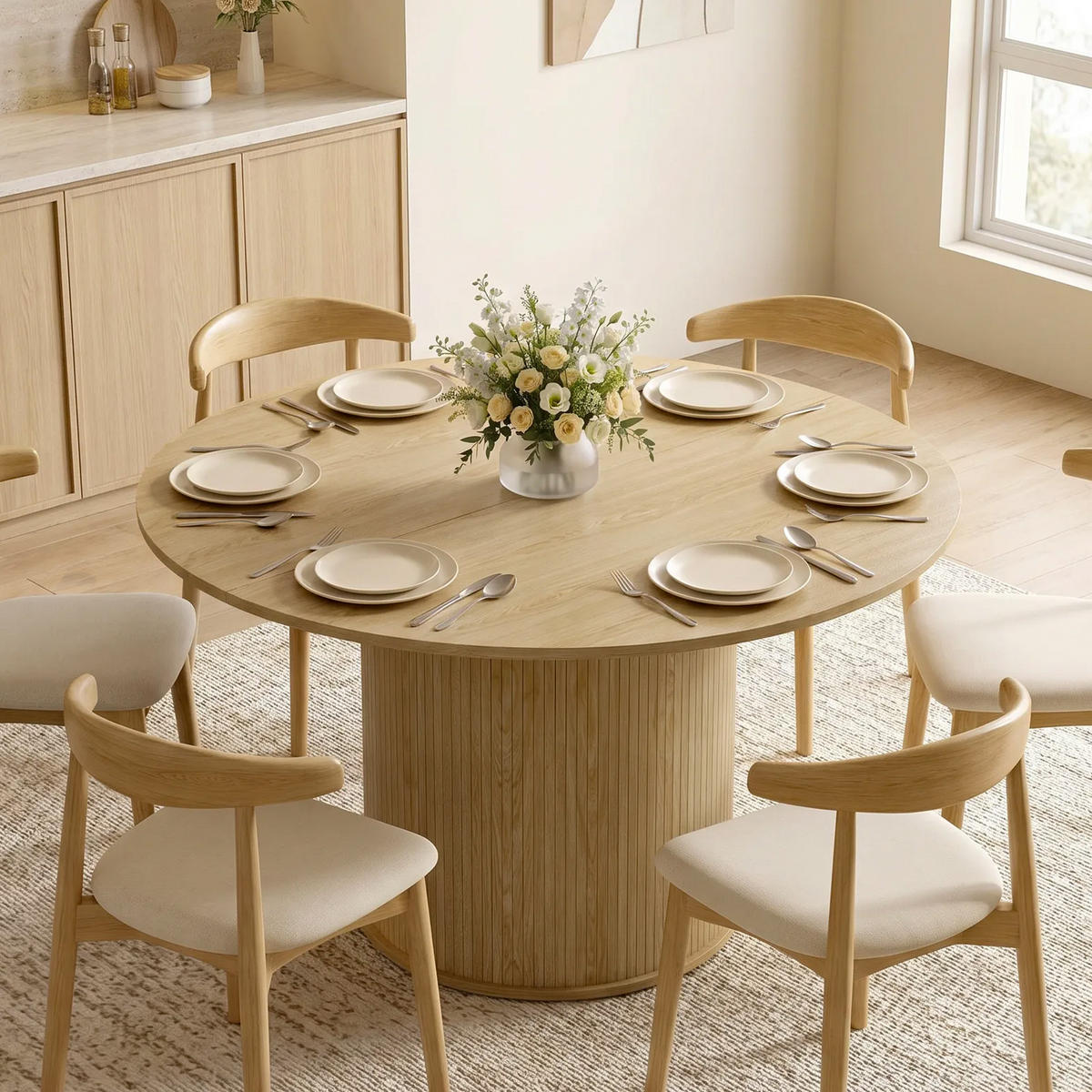 ESSTISCH Naturholz 1 Stück - Beige, Kunststoff (120/120/75cm) - GiPP