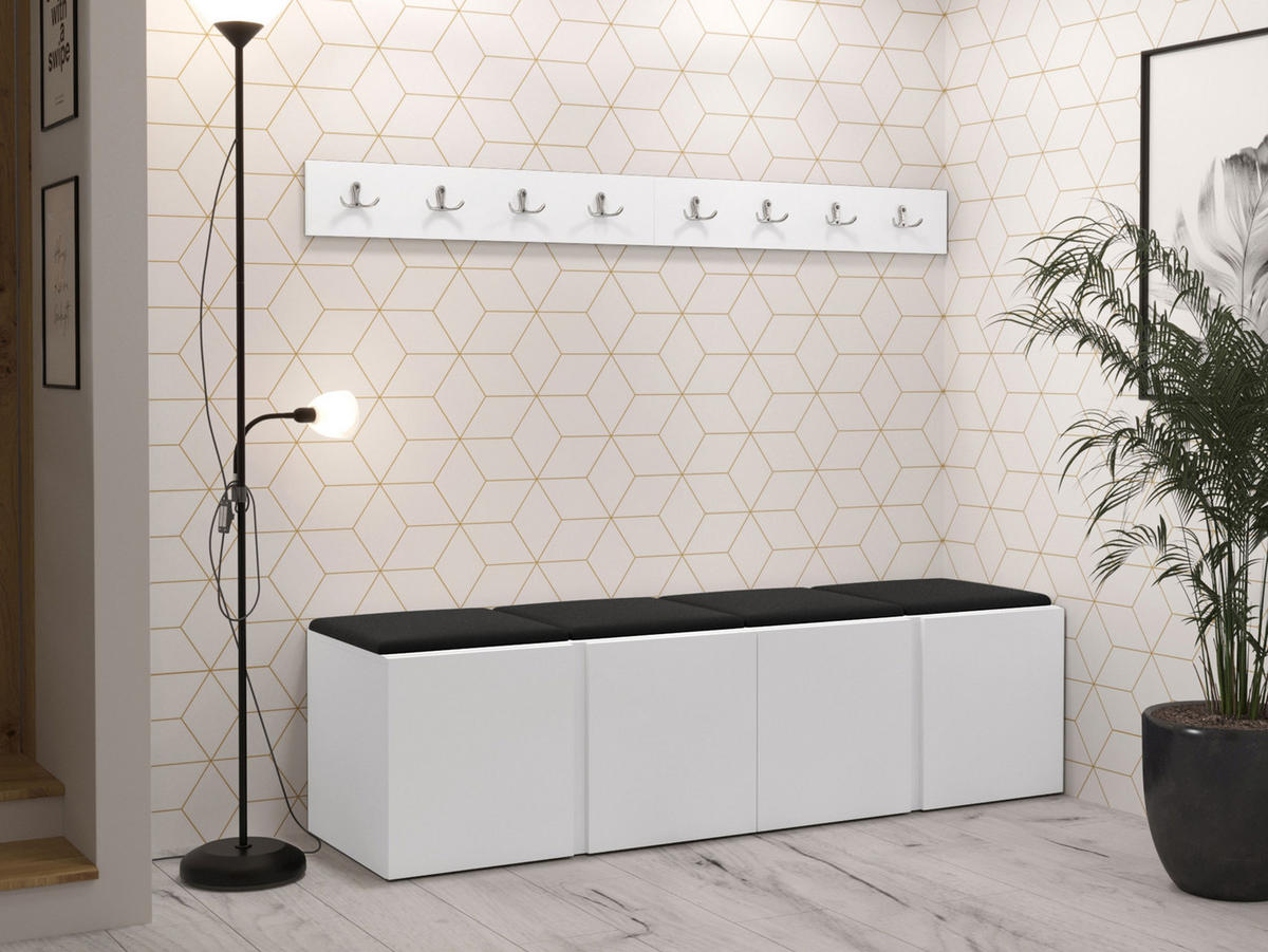 GARDEROBEN-SET Orion VII - Schwarz/Weiß, Holzwerkstoff/Kunststoff (168/42/46cm) - MIRJAN24