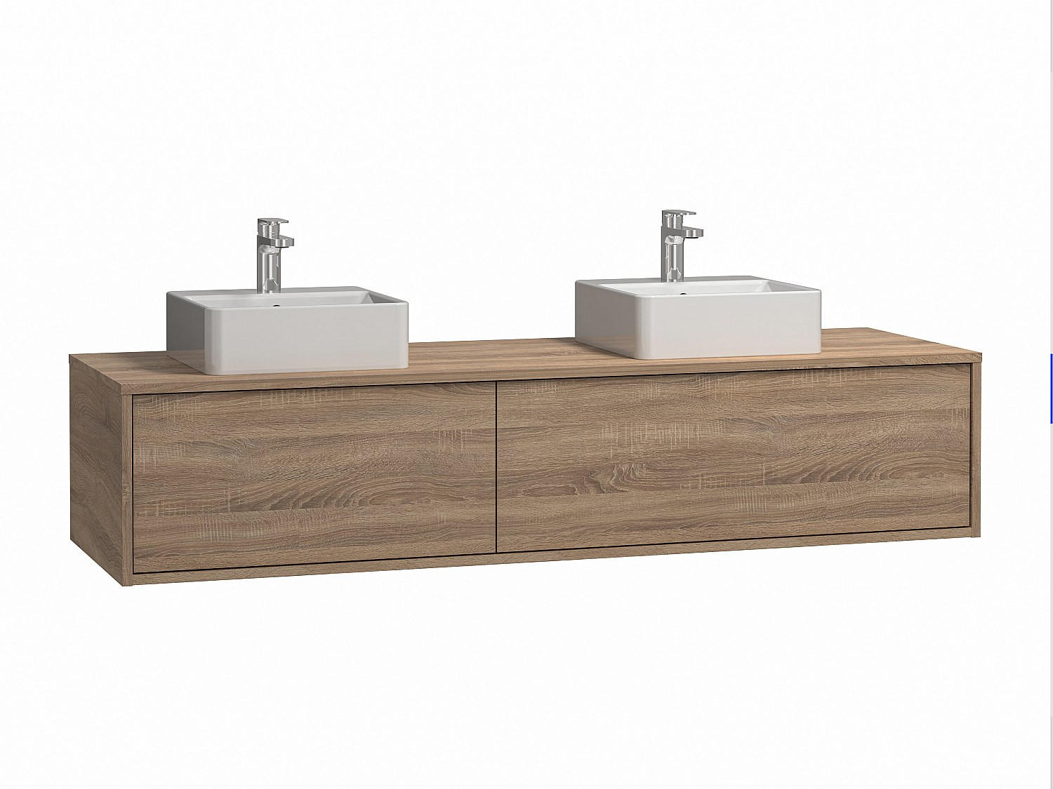 DOPPELWASCHTISCH - 150cm x 47cm - Holzspan - naturfarben hell - ISAURE - Naturfarben, Holz (150/32/47cm) - Vente-Unique