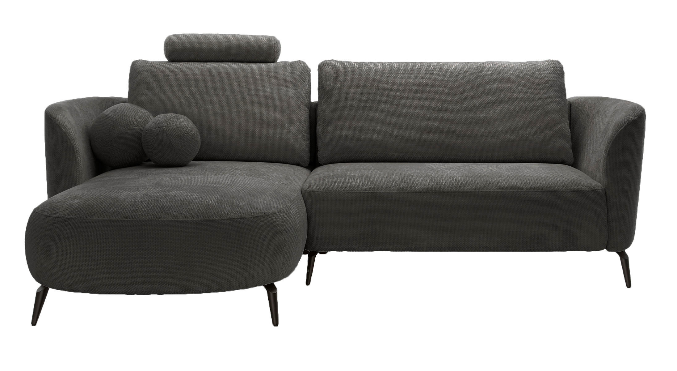 ECKSOFA auf Füßen Kendra 260 cm mit Schlaffunktion, Links, Dunkelgrau - Dunkelgrau, Holz (260/180cm) - Emporius