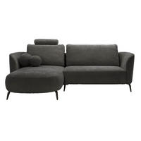 ECKSOFA auf Füßen Kendra 260 cm mit Schlaffunktion, Links, Dunkelgrau - Dunkelgrau, Holz (260/180cm) - Emporius